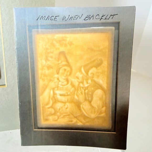Belleek Ireland Parian China Lithophane “Lovers at Table” Courting Couple - Picture 8 of 12